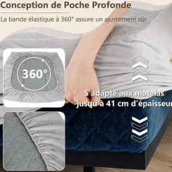 Protège Matelas Housse de Lit Douce en Polyester Cristal Poche Profonde Dessous Antidérapant 90 X 200 CM Gris>Giantex Clearance