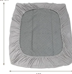 Protège Matelas Housse de Lit Douce en Polyester Cristal Poche Profonde Dessous Antidérapant 180 X 200 CM Gris><noscript><img width=