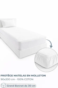 Mortreux Protège Matelas Molleton - 90 x 200 - 5070* Protège Matelas