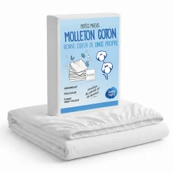 Protège Matelas 90x190 - Molleton 100% Coton - Senteur Linge Propre - Forme Drap Housse Extensible>Sweetnight Online