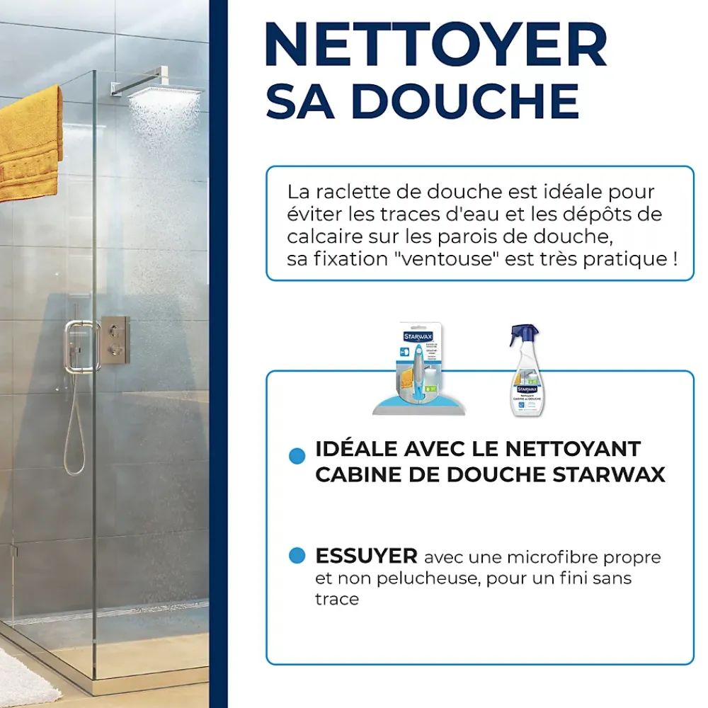 Starwax Raclette de douche coloris bleu/gris largeur 230 mm* Serpillère