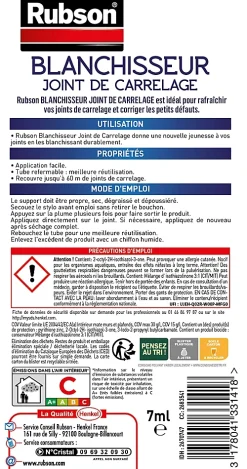 Rubson Rénov joint de carrelage feutre blanc 7ml* Nettoyant Pour Salle De Bains