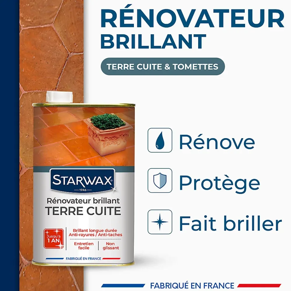 Starwax Rénovateur brillant protecteur tomettes et terres cuites 1L* Nettoyant Et Entretien Pour Sol