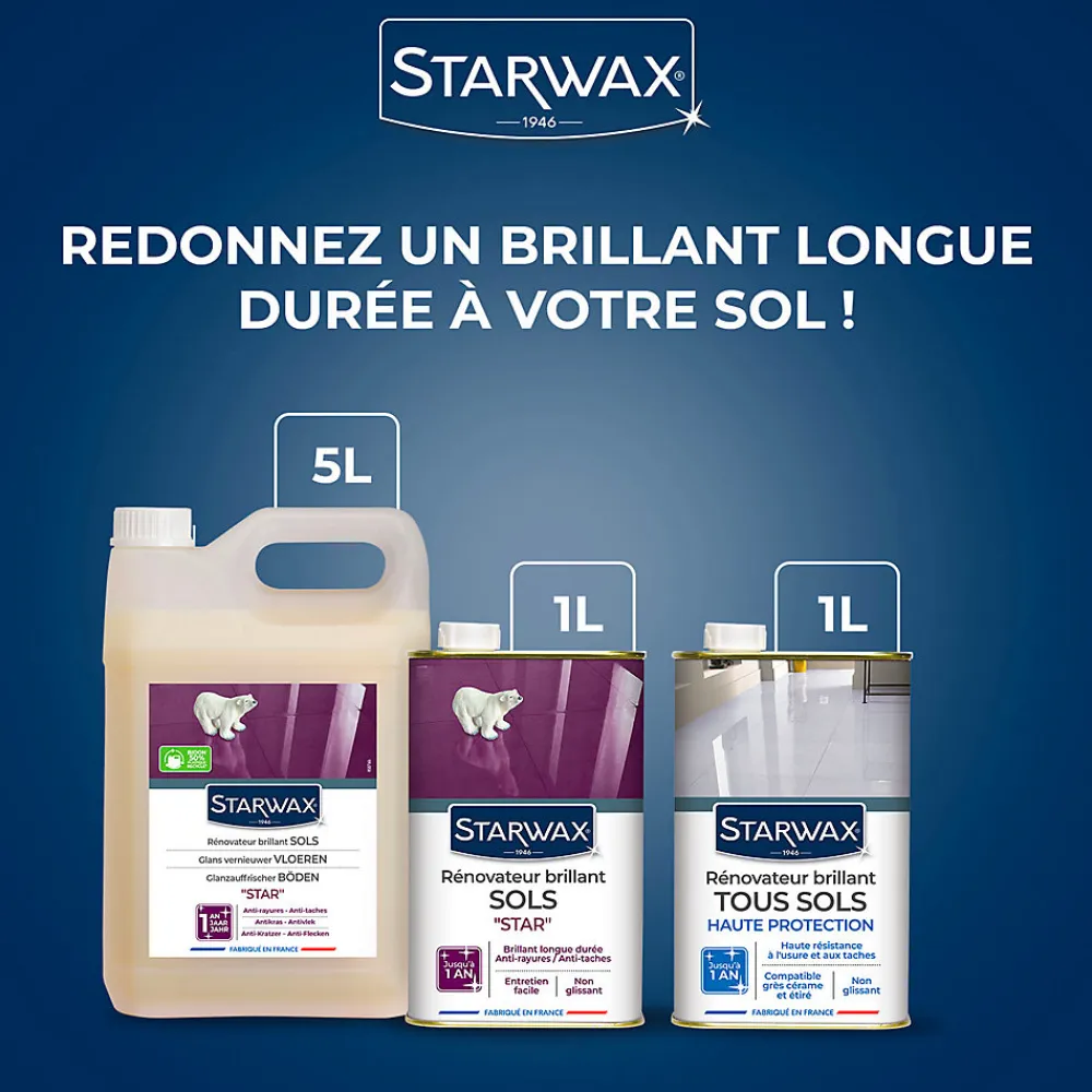 Rénovateur brillant Star longue durée tous sols intérieurs 1L>Starwax New