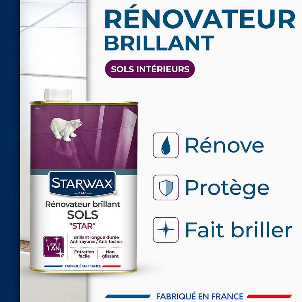 Rénovateur brillant Star longue durée tous sols intérieurs 1L>Starwax New