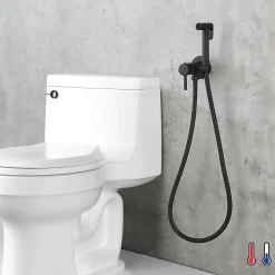 Kibath Robinet WC HYGIÈNE INTIME 2 eaux NOIR mat en laiton* Nettoyant Pour Wc