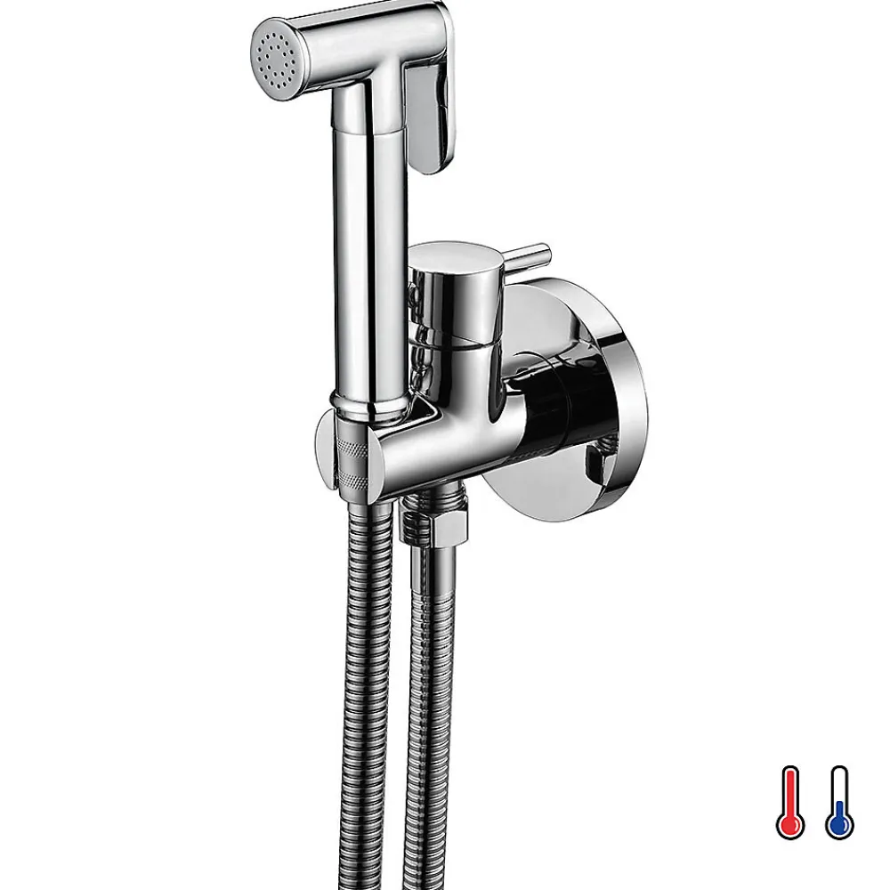Kibath Robinet WC HYGIÈNE INTIME 2 eaux Chrome brillant en laiton* Nettoyant Pour Wc