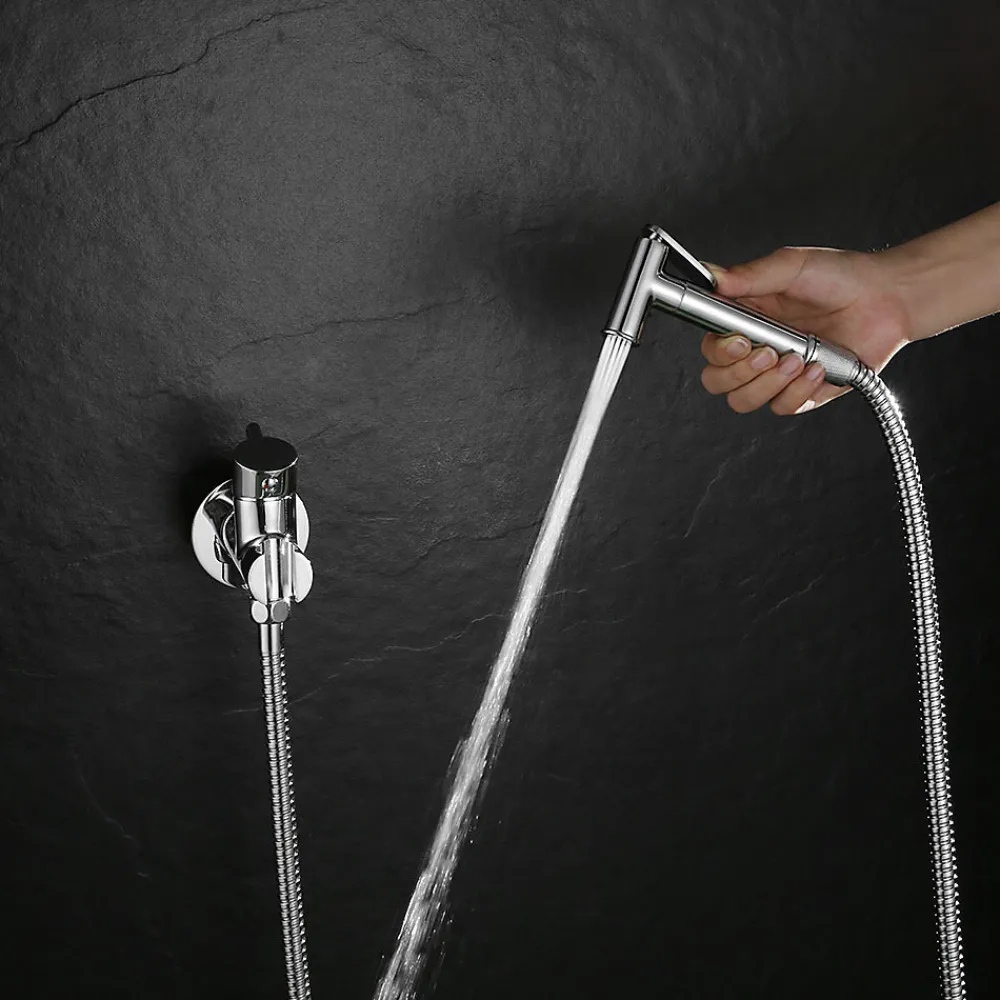 Kibath Robinet WC HYGIÈNE INTIME 2 eaux Chrome brillant en laiton* Nettoyant Pour Wc