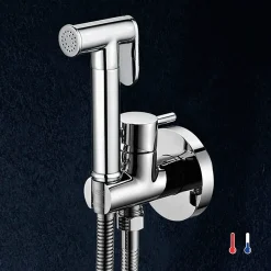 Kibath Robinet WC HYGIÈNE INTIME 2 eaux Chrome brillant en laiton* Nettoyant Pour Wc