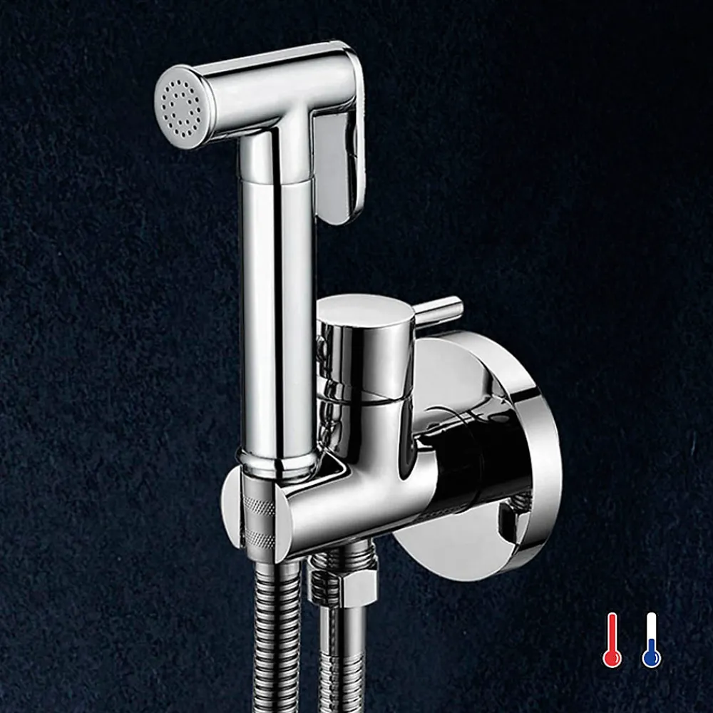 Kibath Robinet WC HYGIÈNE INTIME 2 eaux Chrome brillant en laiton* Nettoyant Pour Wc