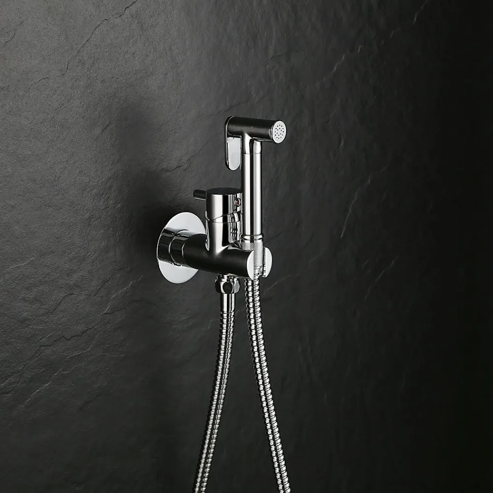 Kibath Robinet WC HYGIÈNE INTIME 2 eaux Chrome brillant en laiton* Nettoyant Pour Wc