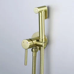 Robinet WC HYGIÈNE INTIME 2 eaux, OR brossé, en laiton><noscript><img width=