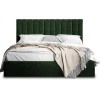 Best Mobilier Rosario - lit coffre - 140x200 - sommier inclus - en velours -* Lit Coffre