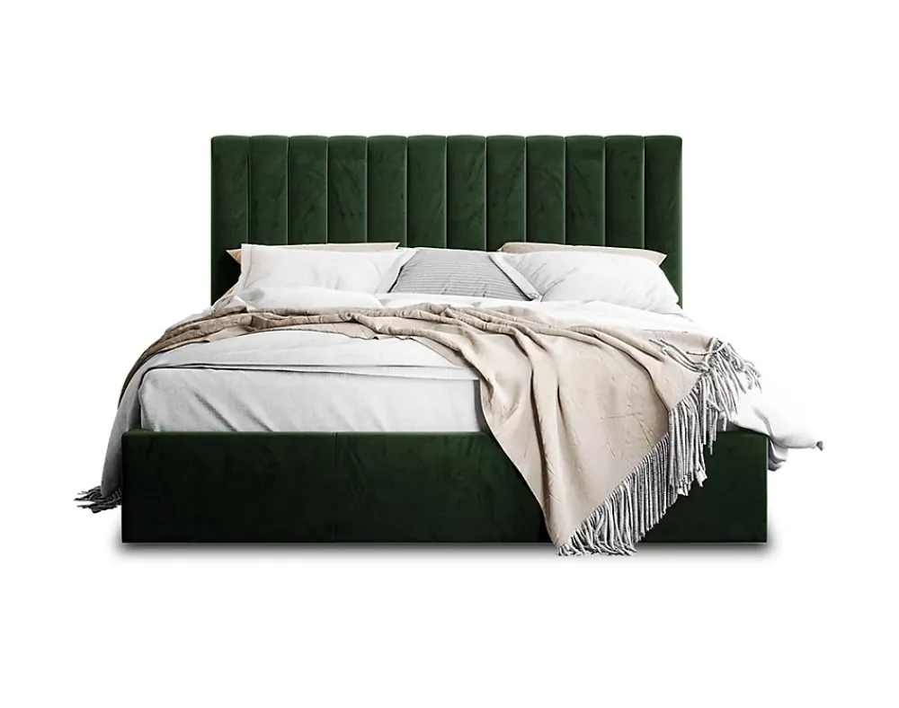 Best Mobilier Rosario - lit coffre - 140x200 - sommier inclus - en velours -* Lit Coffre
