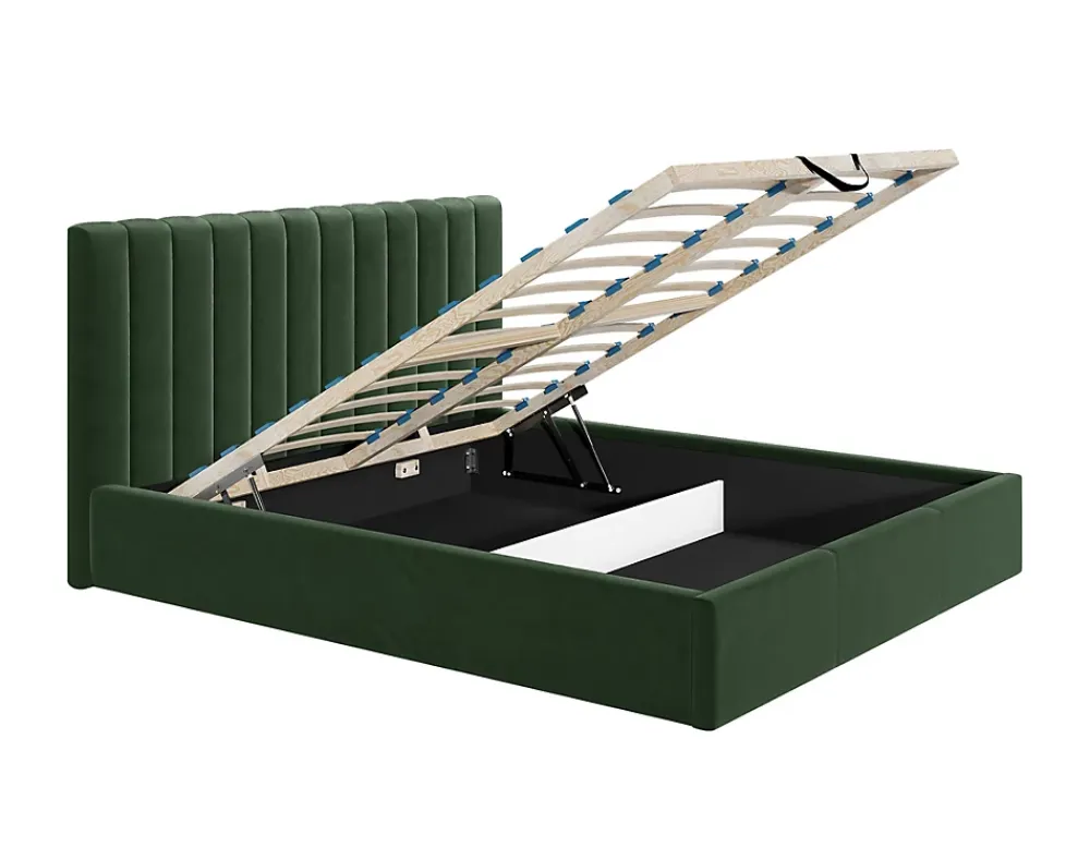 Best Mobilier Rosario - lit coffre - 140x200 - sommier inclus - en velours -* Lit Coffre