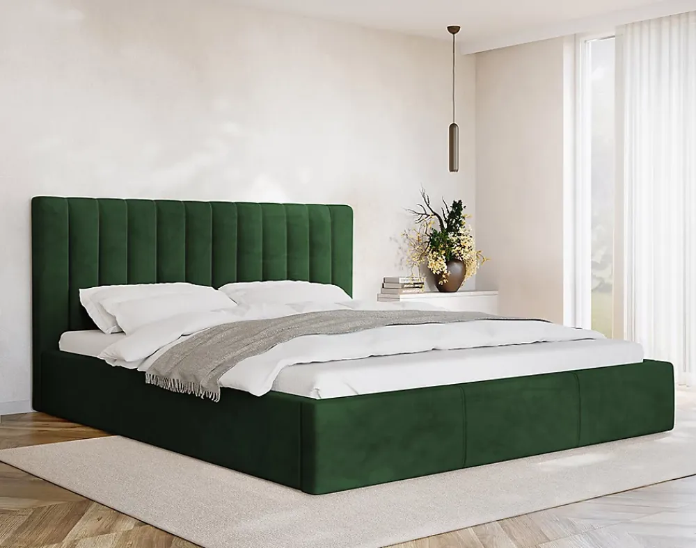 Best Mobilier Rosario - lit coffre - 140x200 - sommier inclus - en velours -* Lit Coffre