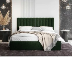 Best Mobilier Rosario - lit coffre - 140x200 - sommier inclus - en velours -* Lit Coffre