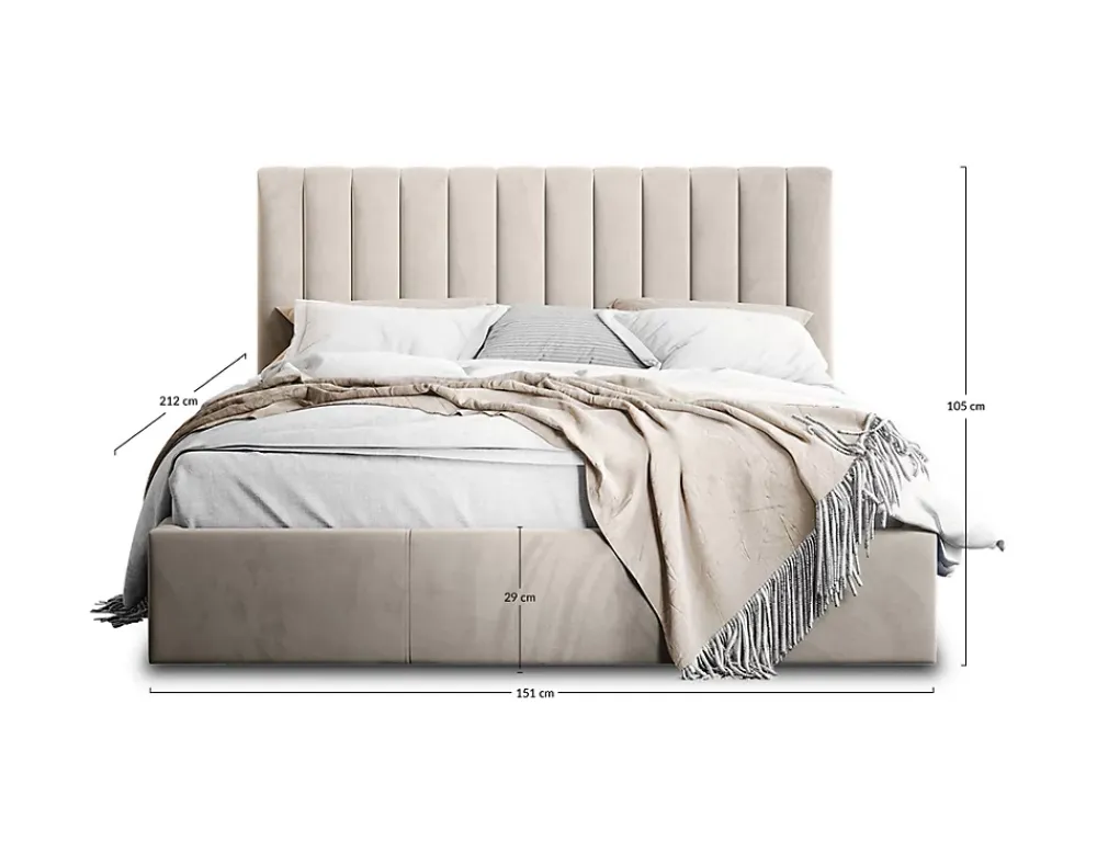 Best Mobilier Rosario - lit coffre - 140x200 - sommier inclus - en velours -* Lit Coffre