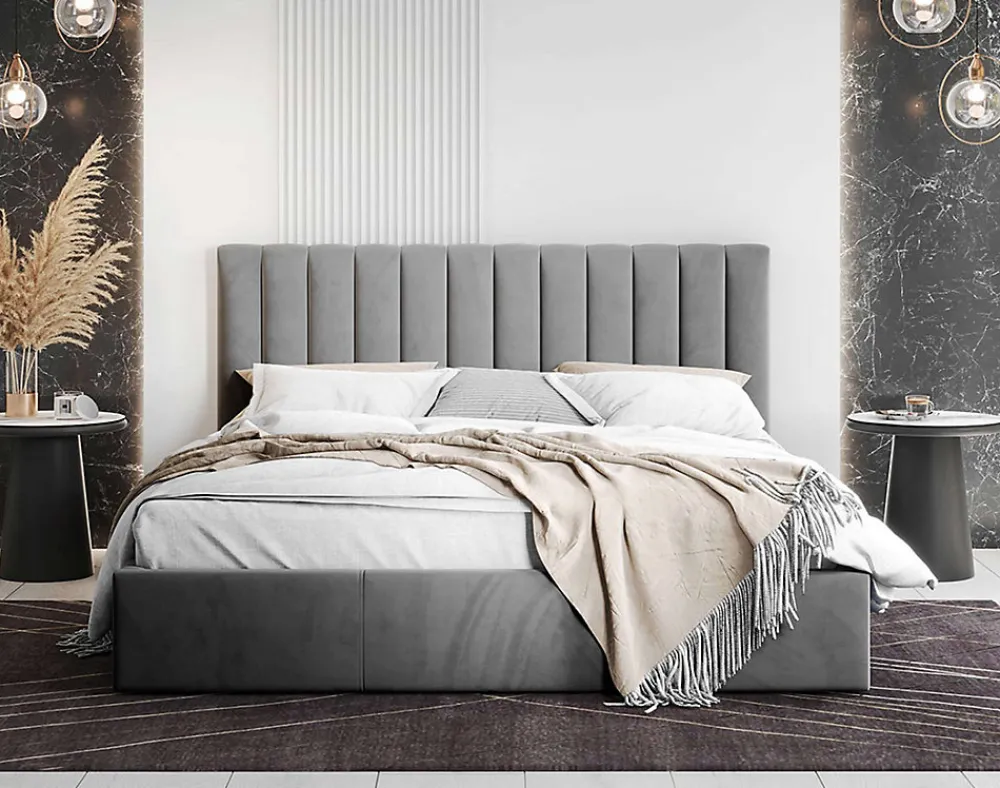 Rosario - lit coffre - 180x200 - sommier inclus - en velours ->Best Mobilier Sale