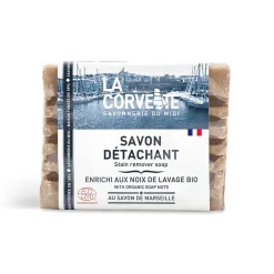 Savon de Marseille détachant enrichi aux noix de lavage bio Savonnerie du midi 250g>La Corvette Discount