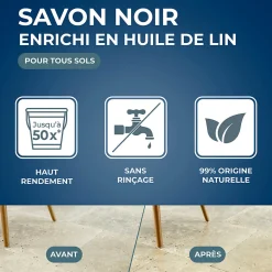 Savon noir à l'huile de lin 1L><noscript><img width=