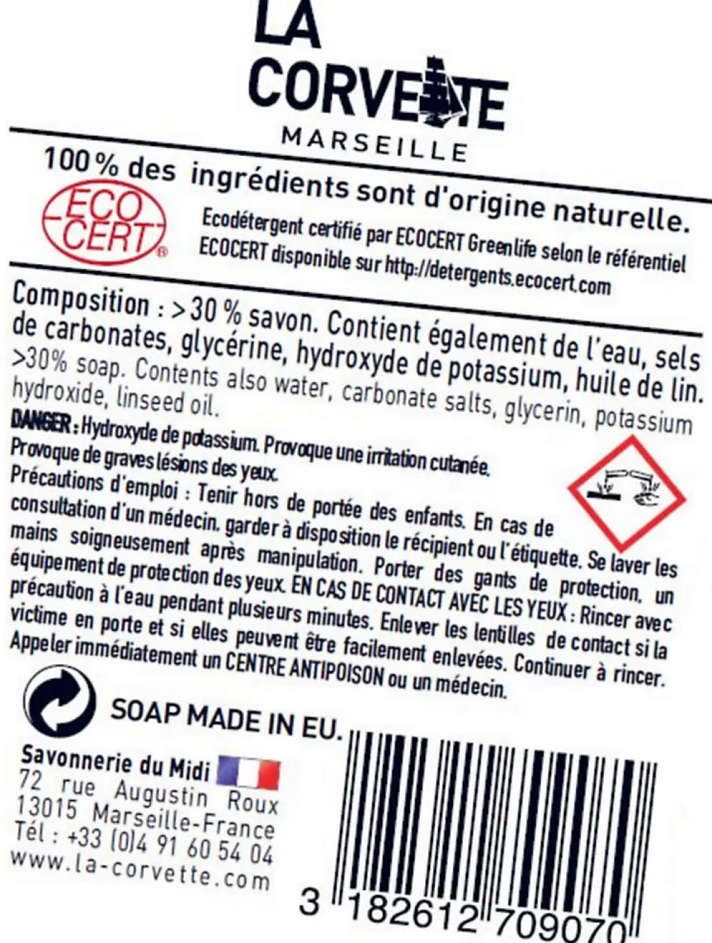 Savon noir Savonnerie du midi en pâte à l’huile de lin 1kg>La Corvette Online