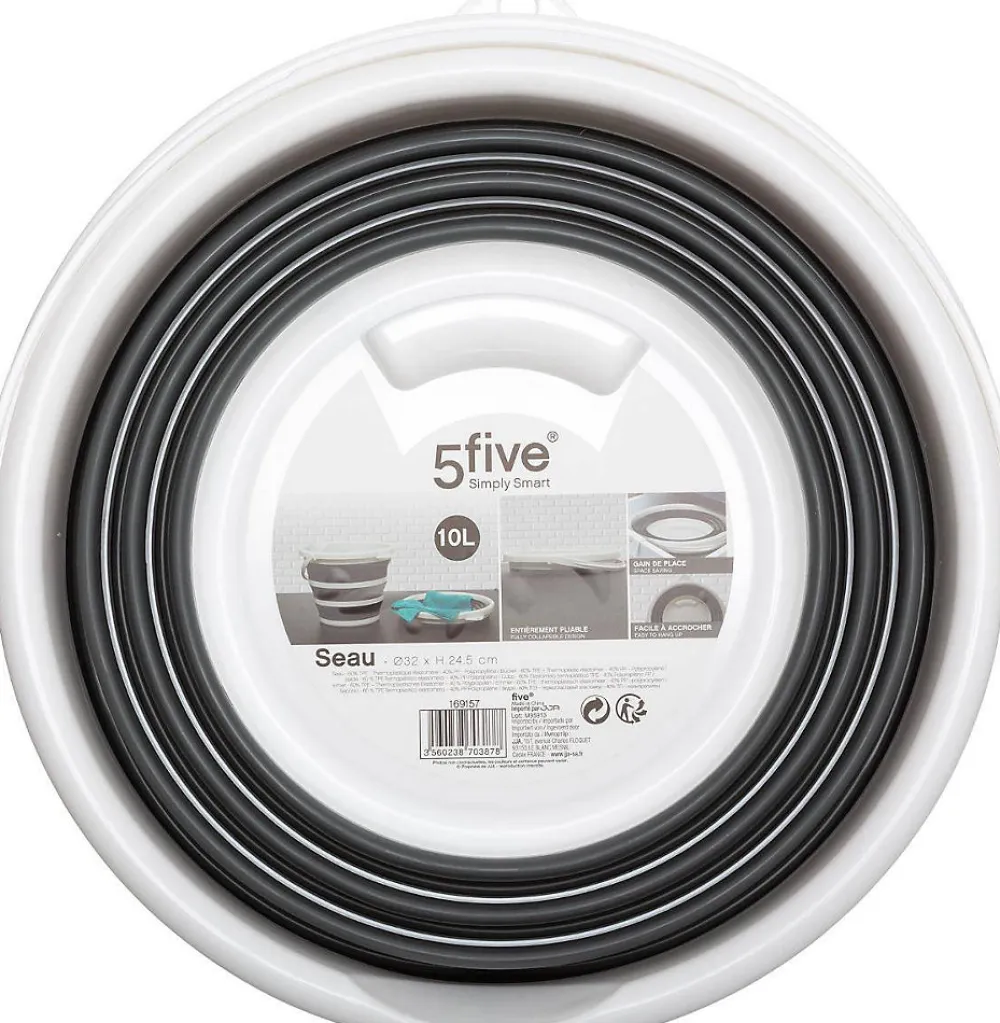 Seau pliable 10L - Blanc gris ->5Five Outlet