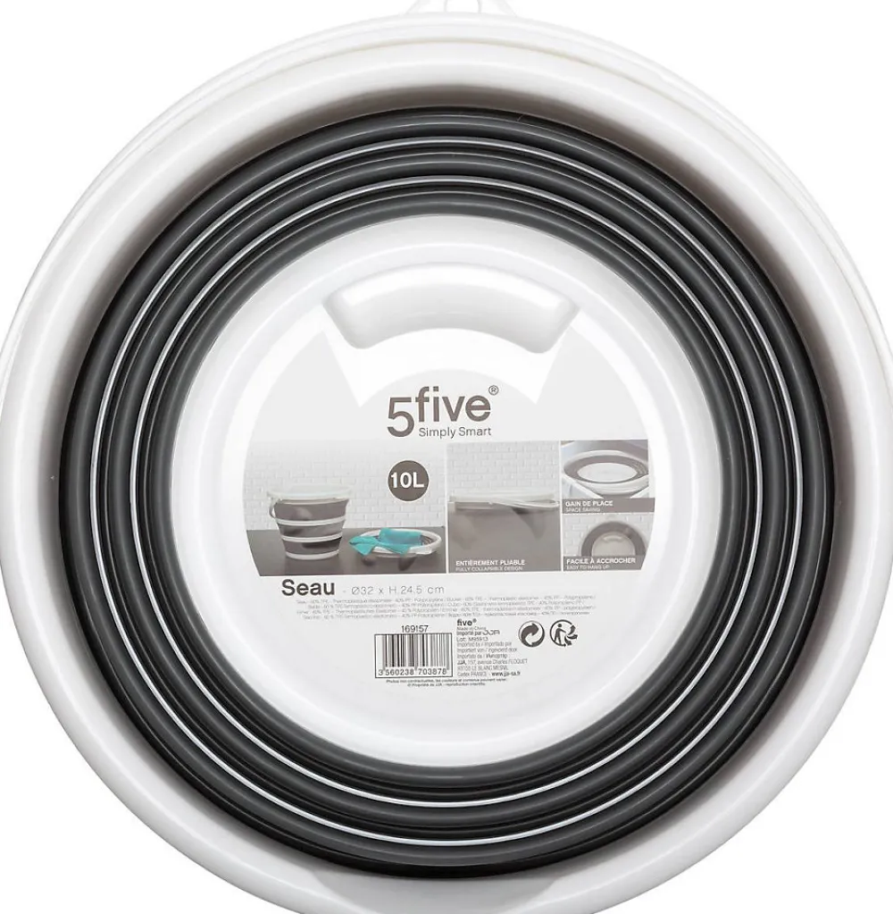 Seau pliable 10L - Blanc gris ->5Five Outlet