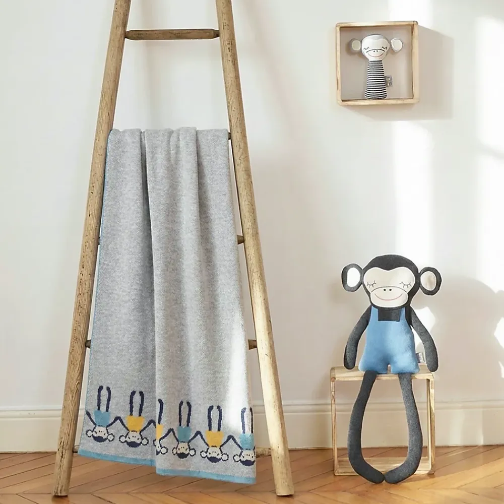 Sevira Kids Couverture pour bébé en coton bio SINGE* Couverture