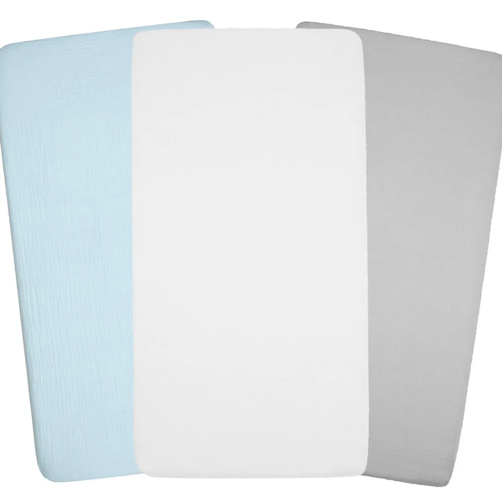 Lot de 3 draps housse berceau en gaze de coton Uni>Sevira Kids Hot