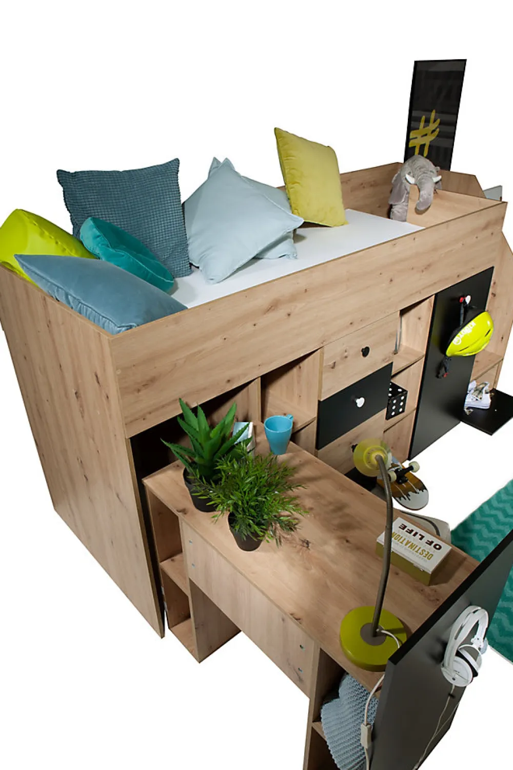 SMART 3P Lit superposé 248,5/123/93 (artisan/blanc)>Abiks Meble Discount