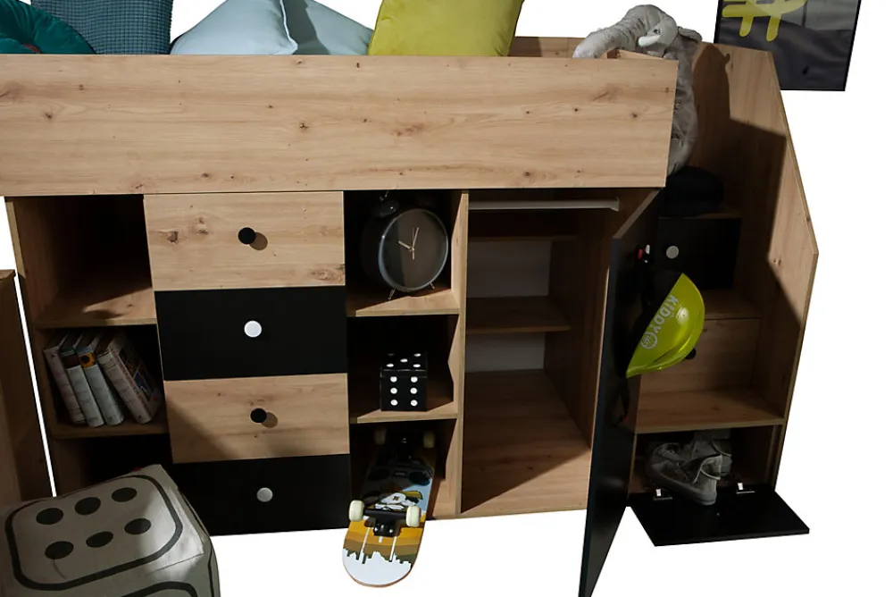 SMART 3P Lit superposé 248,5/123/93 (artisan/blanc)>Abiks Meble Discount