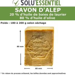 Tout Pour Les Nuisibles Solu Essentiel - Savon d Alep - 20% huile de baies de laurier - 80% huile d olive - Savon de 200g - lot de 5* Nettoyant Pour Salle De Bains