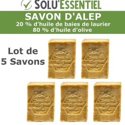 Tout Pour Les Nuisibles Solu Essentiel - Savon d Alep - 20% huile de baies de laurier - 80% huile d olive - Savon de 200g - lot de 5* Nettoyant Pour Salle De Bains