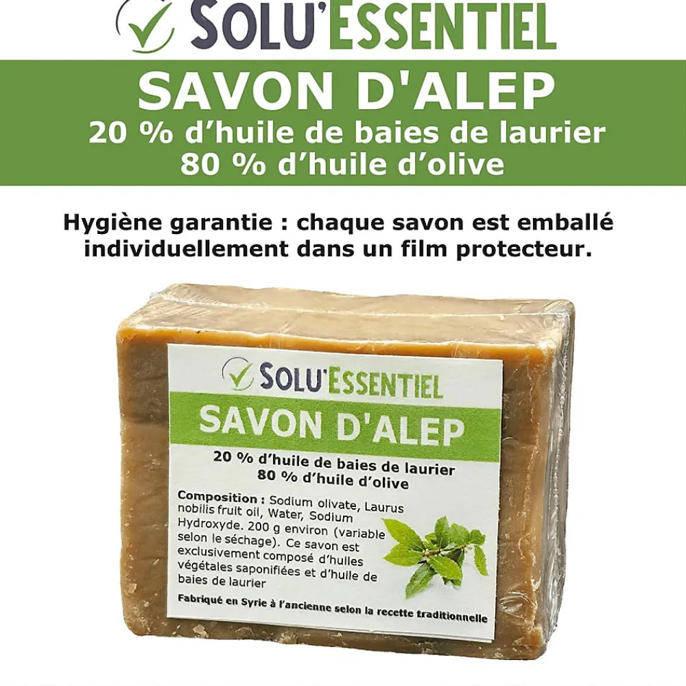 Solu Essentiel - Savon d Alep - 20% huile de baies de laurier - 80% huile d olive - Savon de 200g - lot de 10>Tout Pour Les Nuisibles Discount