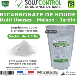 SOLU'CONTROL - 1,5 Kg de Bicarbonate de Soude Multi Usages, Maison et Jardin, 100% Naturel, Sachet Zip refermable>Tout Pour Les Nuisibles Clearance