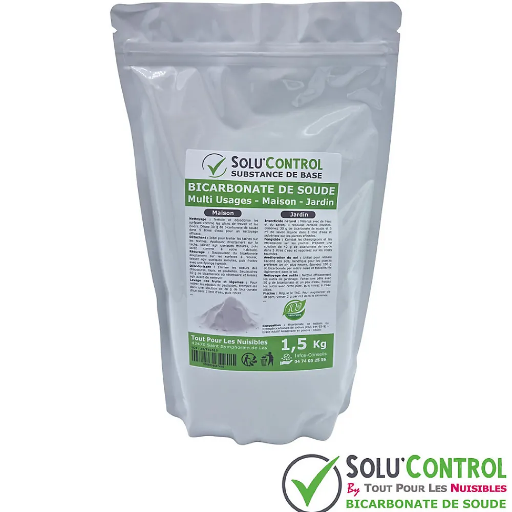 SOLU'CONTROL - 1,5 Kg de Bicarbonate de Soude Multi Usages, Maison et Jardin, 100% Naturel, Sachet Zip refermable>Tout Pour Les Nuisibles Clearance