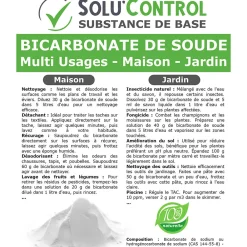 Tout Pour Les Nuisibles SOLU'CONTROL - 25 Kg de Bicarbonate de Soude Multi Usages, Maison et Jardin, 100% Naturel, Sachet Zip refermable* Désodorisant Et Parfum D'Ambiance