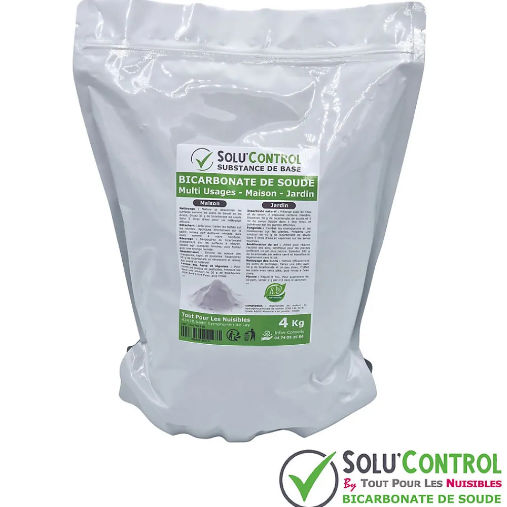 SOLU'CONTROL - 4 Kg de Bicarbonate de Soude Multi Usages, Maison et Jardin, 100% Naturel, Sachet Zip refermable>Tout Pour Les Nuisibles Discount