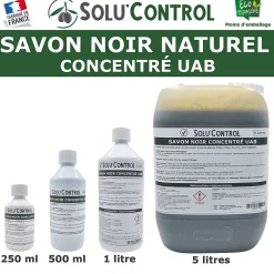Tout Pour Les Nuisibles SOLU'CONTROL - Kit complet Savon Noir Naturel Concentré UAB 250 ml + Pulvérisateur de 2 L - Nettoyant Feuilles et Enlève Miellat* Seau, Bassine, Récipient De Ménage