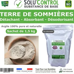SOLU'CONTROL - Terre de Sommières 1,5 kg - Détachant Naturel et Absorbant - Élimine les Odeurs d'Urine, Litière de Chat, Tapis>Tout Pour Les Nuisibles Clearance