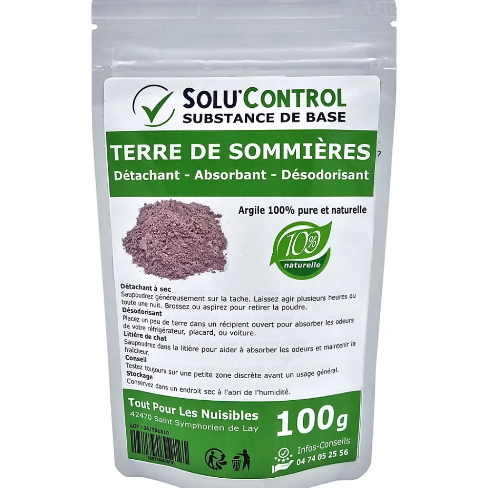 Tout Pour Les Nuisibles SOLU'CONTROL - Terre de Sommières 100g - Détachant Naturel et Absorbant - Élimine les Odeurs d'Urine, Litière de Chat, Tapis* Entretien Du Textile