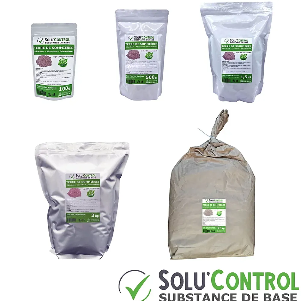 Tout Pour Les Nuisibles SOLU'CONTROL - Terre de Sommières 100g - Détachant Naturel et Absorbant - Élimine les Odeurs d'Urine, Litière de Chat, Tapis* Entretien Du Textile