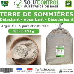 SOLU'CONTROL - Terre de Sommières 25 kg - Détachant Naturel et Absorbant - Élimine les Odeurs d'Urine, Litière de Chat, Tapis>Tout Pour Les Nuisibles Outlet