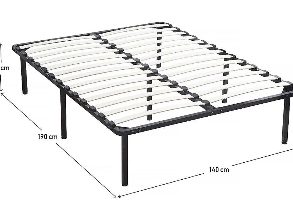 Habitat Et Jardin Sommier à lattes + pieds pour matelas 140 x 190 cm 26 lattes* Sommier