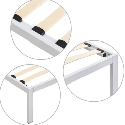 Monmobilierdesign Sommier à Lattes Avec Pieds En Acier Robuste 90x200 Cm Blanc* Sommier