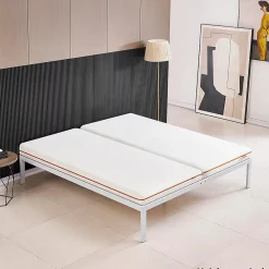 Monmobilierdesign Sommier à Lattes Avec Pieds En Acier Robuste 160x200 Cm Blanc* Sommier