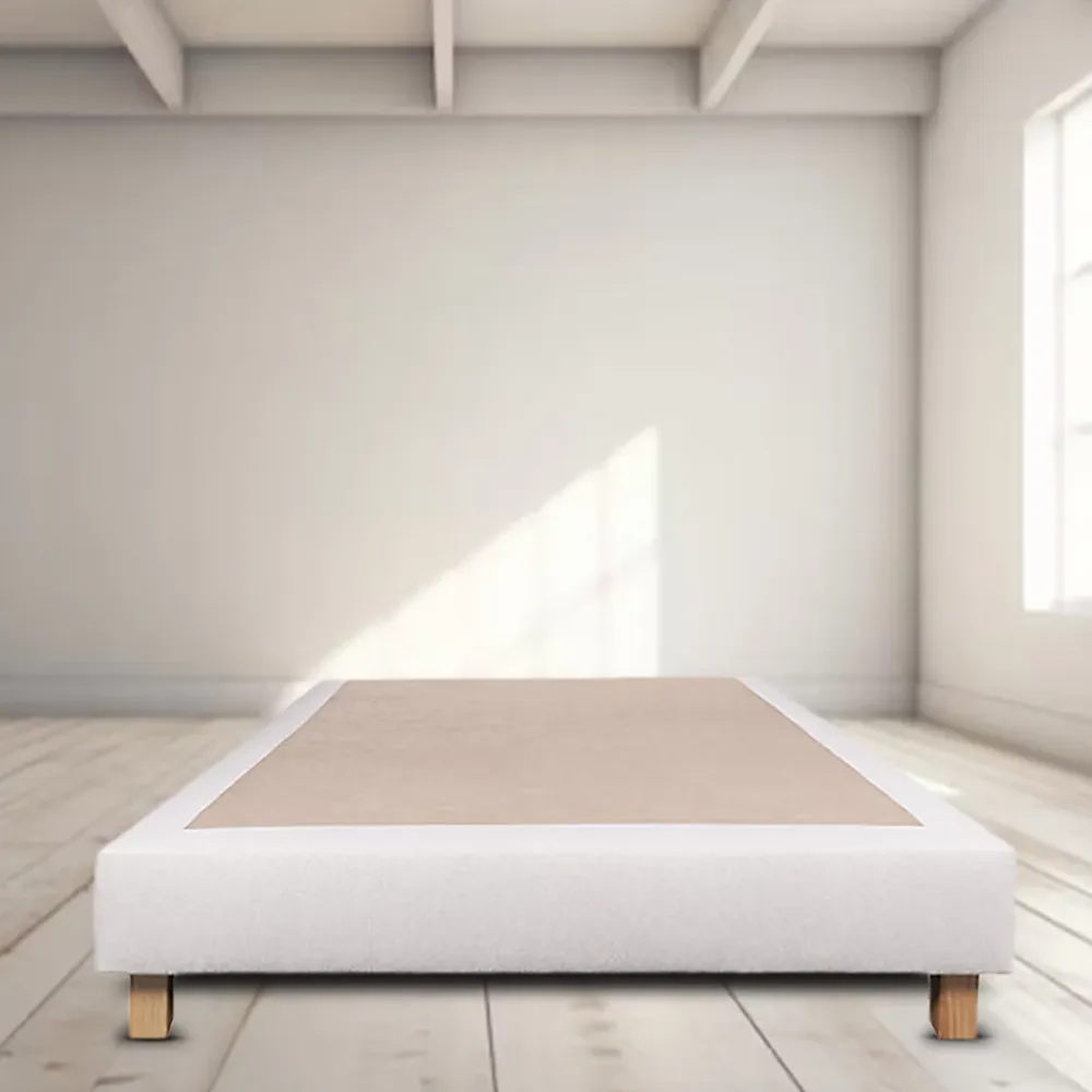 Juanio Sommier à lattes avec pieds TAMY, tapissier en bois massif couleur beige - longueur 200 x largeur 160 cm* Sommier