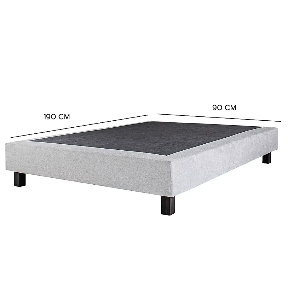 Juanio Sommier à lattes avec pieds CELY, tapissier en bois massif couleur gris- longueur 190 x largeur 90 cm* Sommier
