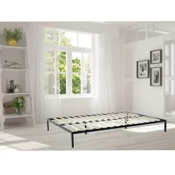 Sommier à Lattes Avec Pieds En Acier Robuste 160x200 Cm Noir><noscript><img width=